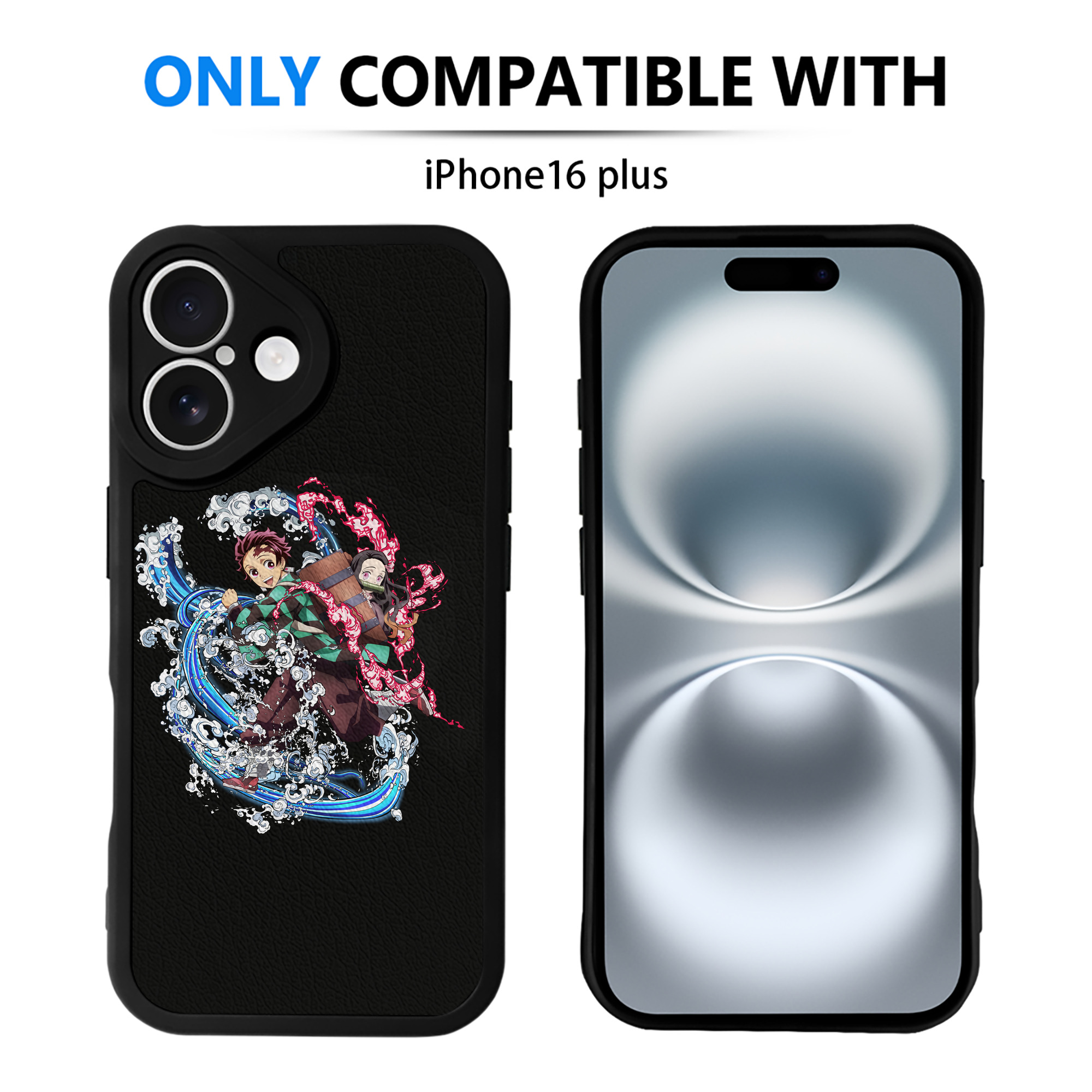 （画像用） 鬼滅の刃（きめつのやいば）竈門 禰󠄀豆子／かまど ねずこ Kamado Nezuko 【iPhone 16シリーズ対応】シリコンスマホケース（レザー調） 材質：シリコン